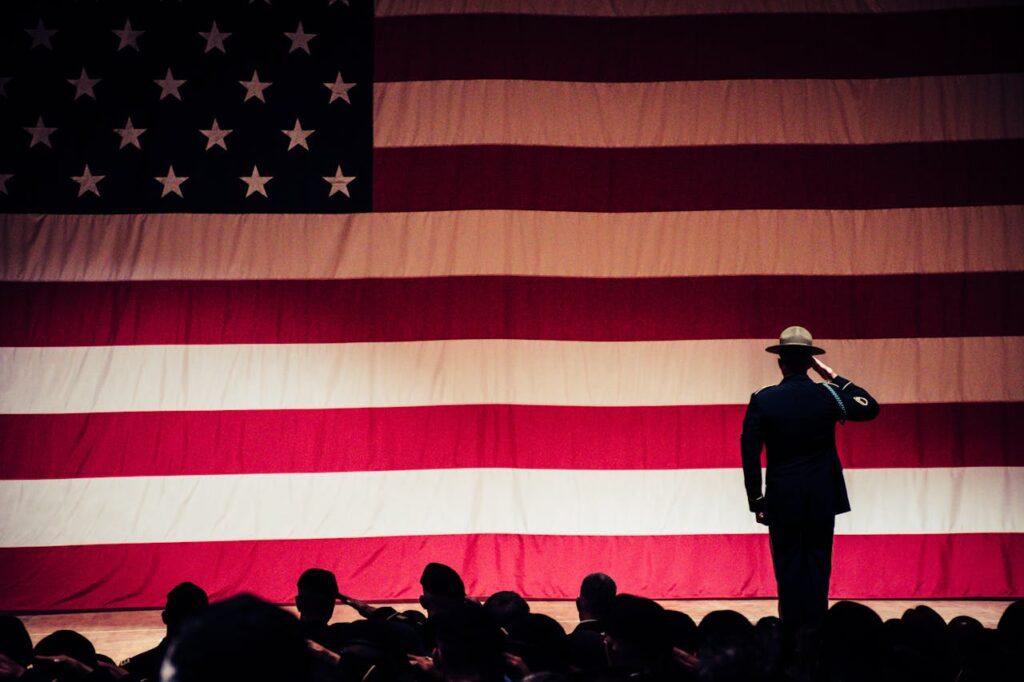 american flag, soldier standing.jpg